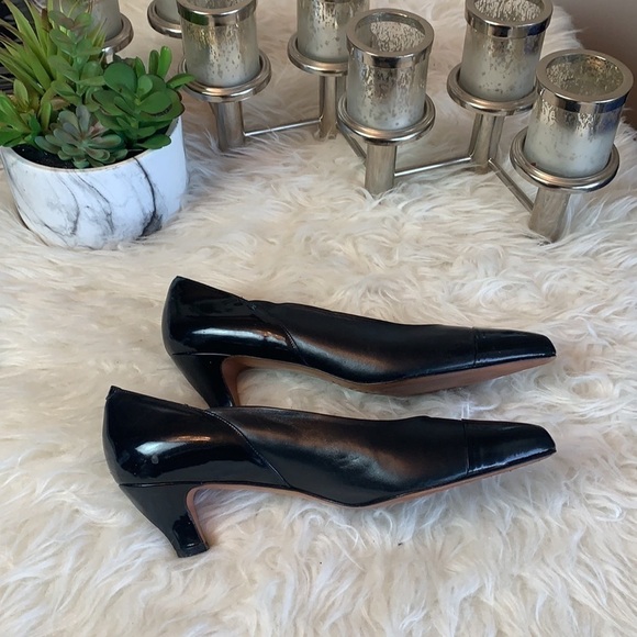 EVAN Picone Black Patent Feather Construction Pointed toe Pump Size 10 - Picture 3 of 15